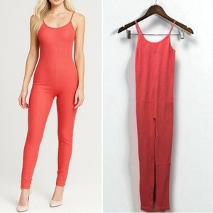 192 Love Nation | NWOT Coral Ribbed Yoga Jumpsuit (Size S/M)